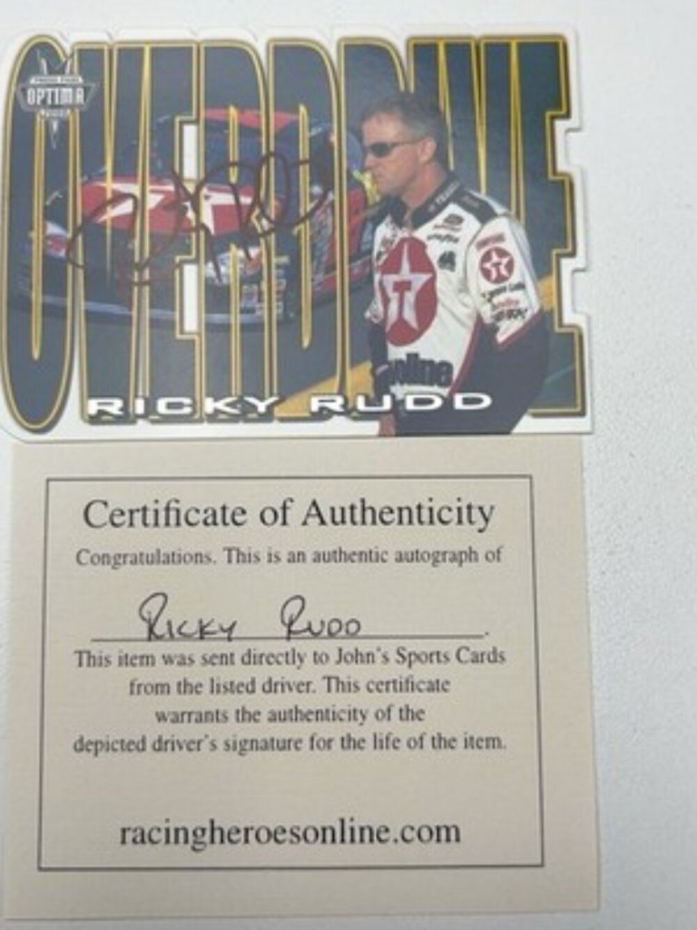 2000 Press Pass Optima Overdrive Ricky Rudd Autograph AUTO With COA